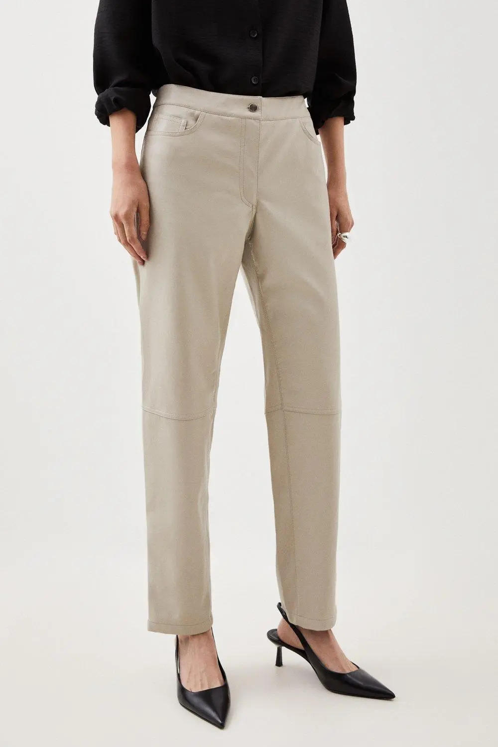 Faux Leather 5 Pocket Western Straight Leg Trousers