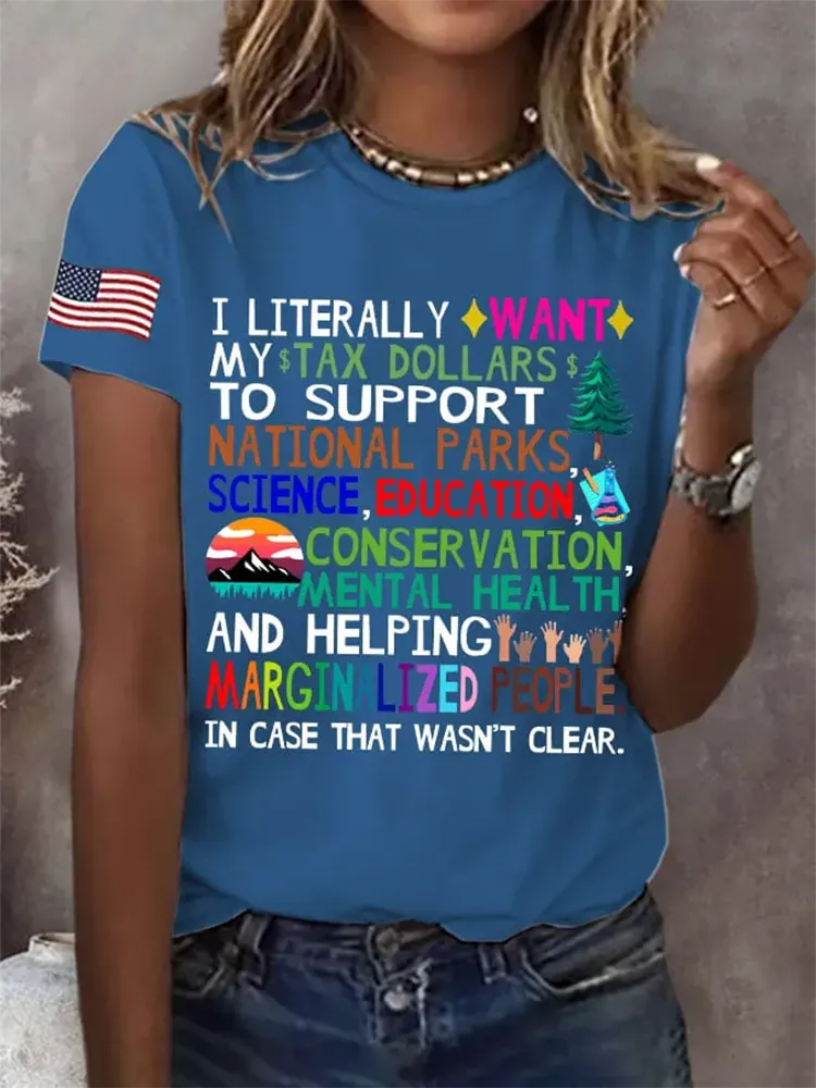 Women'S Support National Parks Print Round Neck T-Shirt