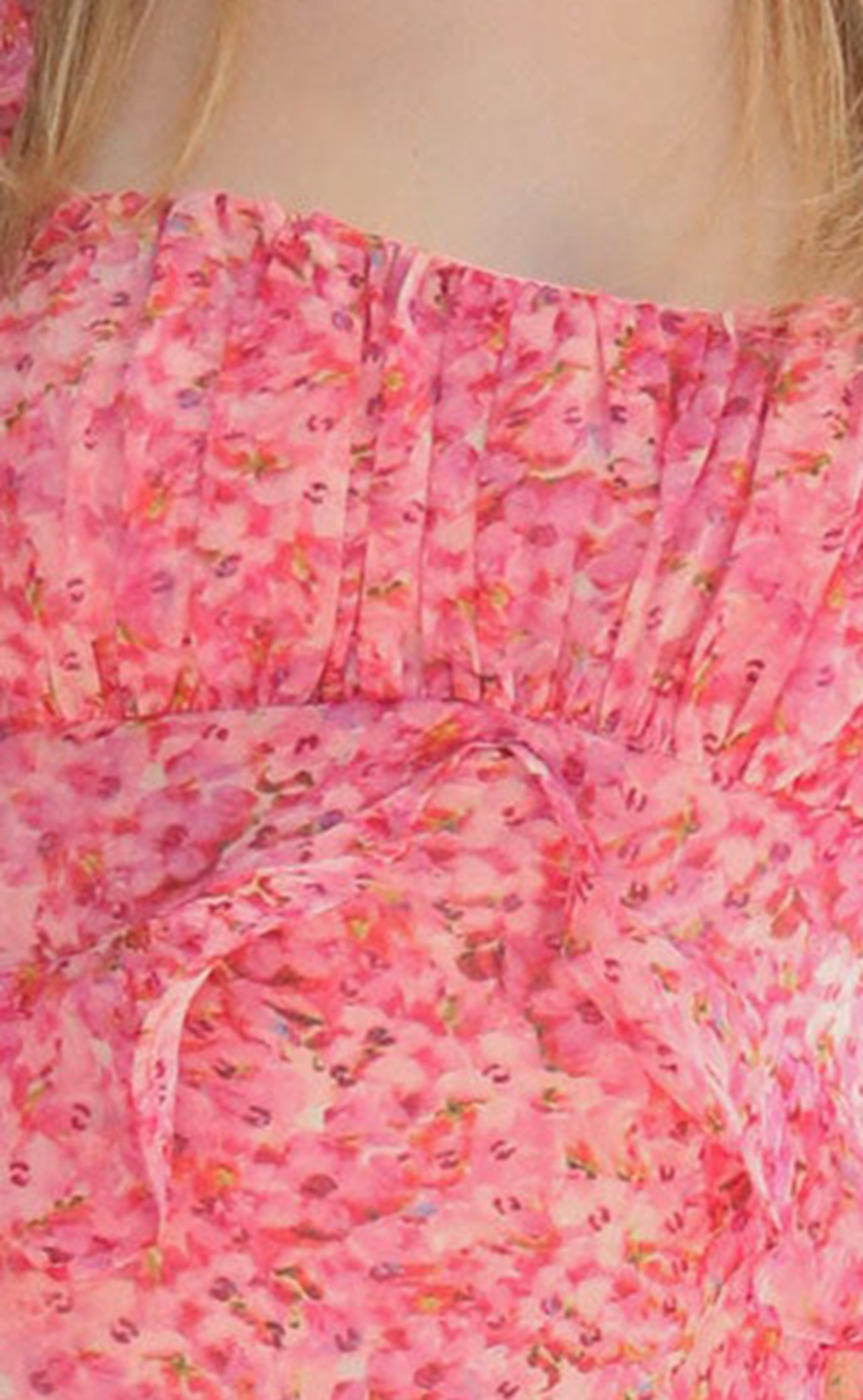 Pink Floral Ruffled Mermaid Maxi Dress