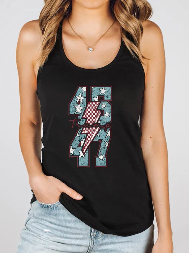 Women'S 4647 Print Round-Necked Sleeveless Vest