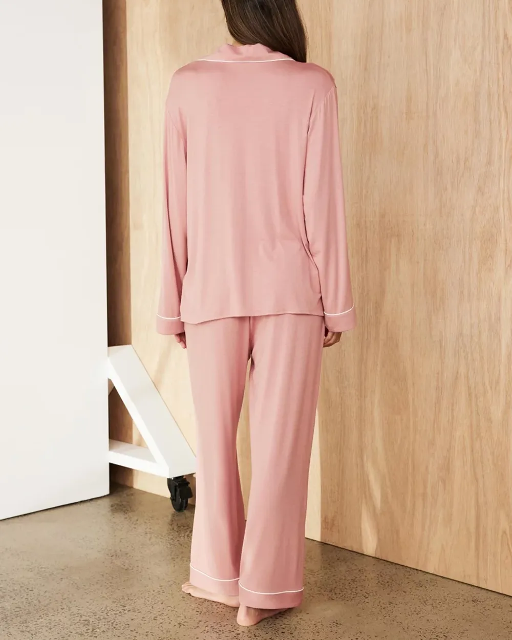 Long Sleeve Button-up Shirt Pajama Set
