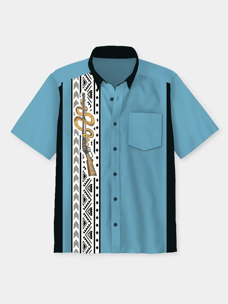 Pistol Totem Design Button Up Shirt
