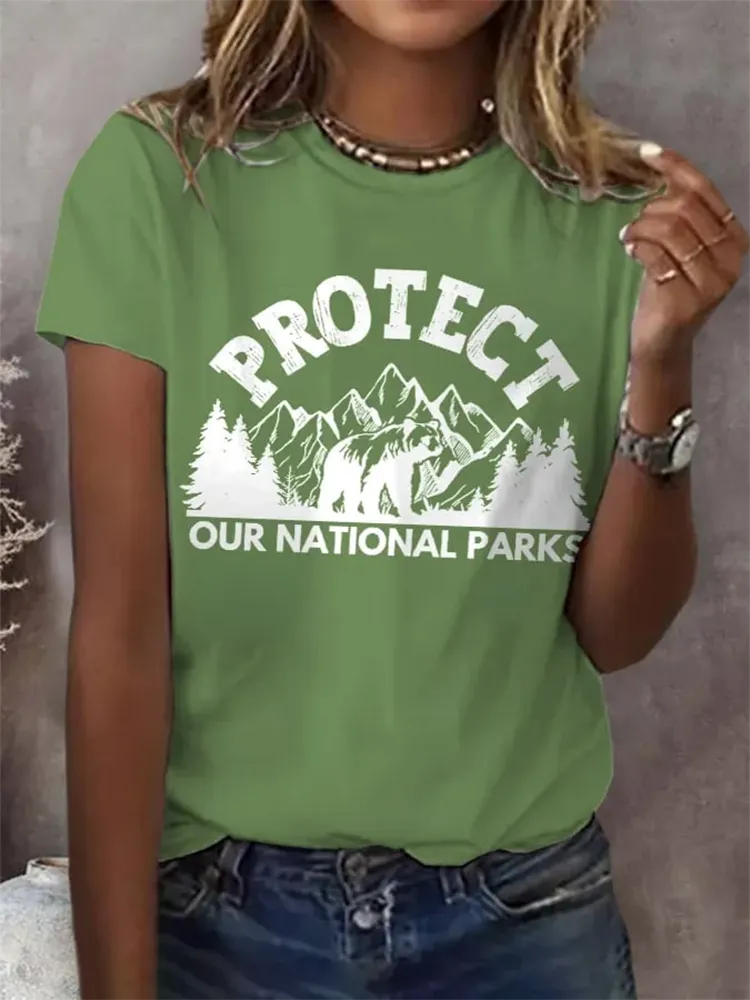 Woman'S Protect Our National Parks Round-Nack Short Sleeve T-Shirt