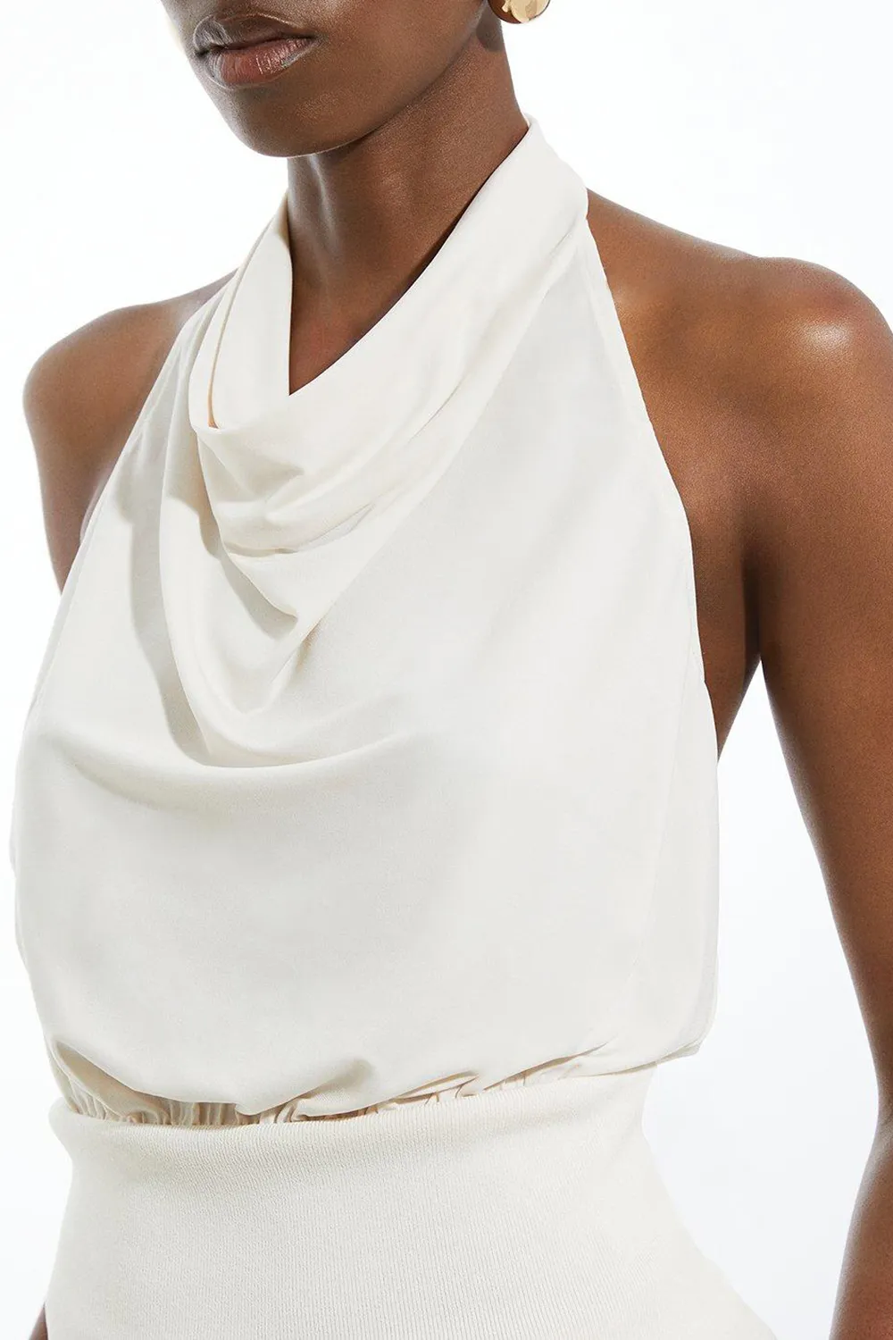 Jersey Knit Mix Halter Neck Top
