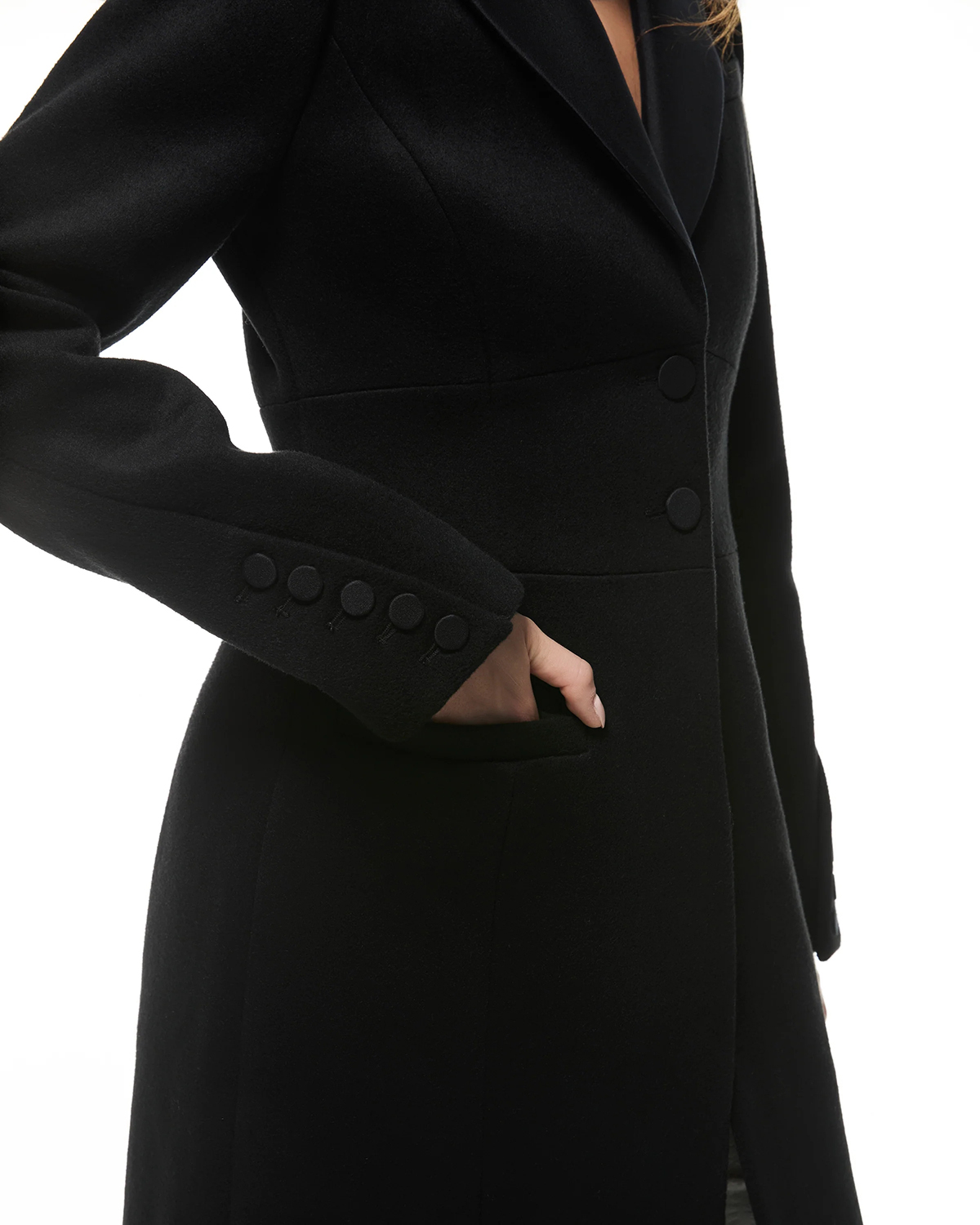 Black Long Line Open Front Blazer