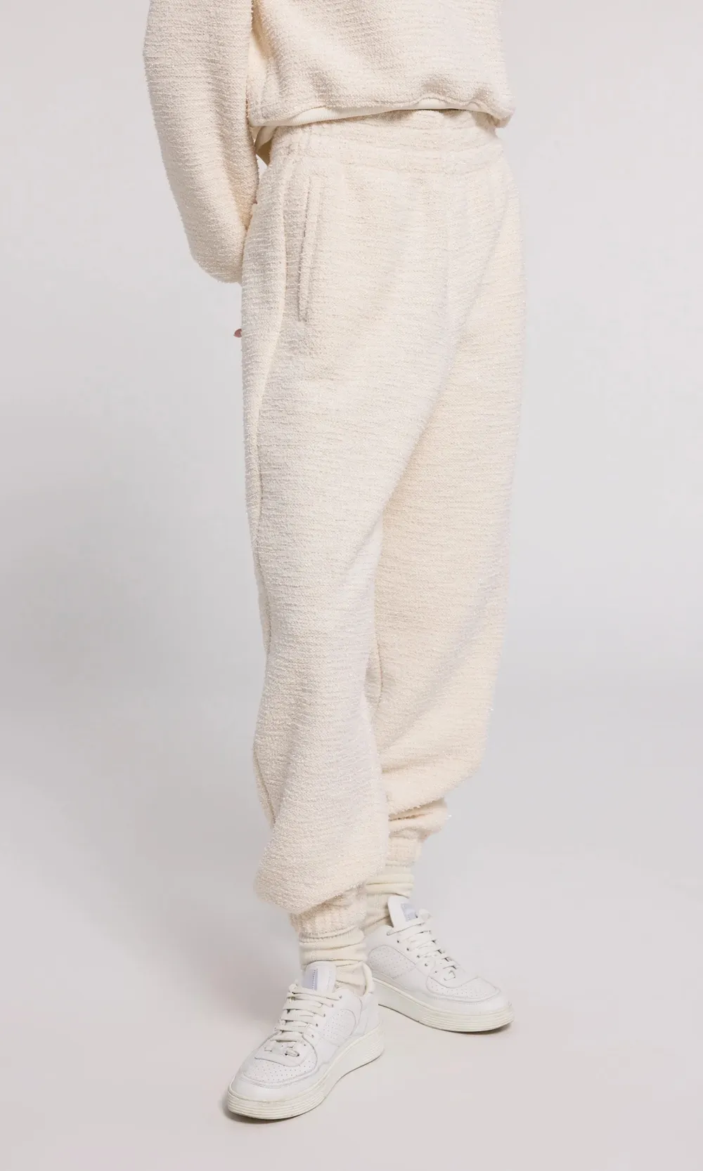 White Comfort Elastic Waist Jogging Pants