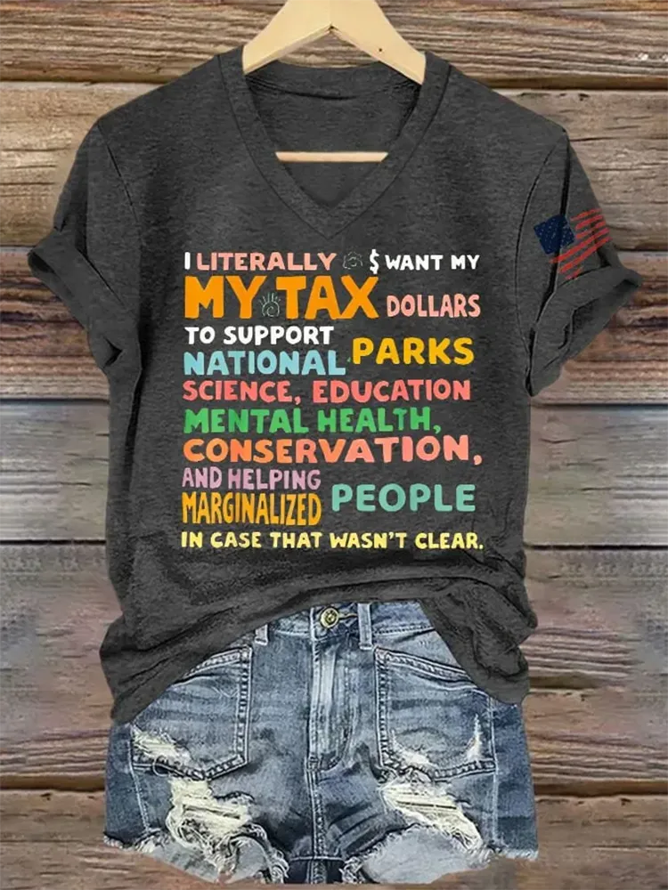 Woman'S My Tax V-Neck Short-Sleeve T-Shirt
