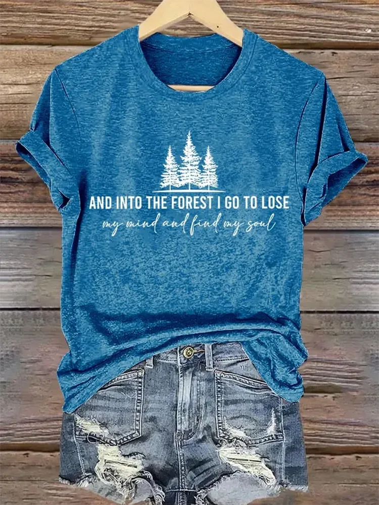 Retro Hiking Outdoors Camping And Into The Forest I Go To Lose My Mind And Find My Soul Print T-Shirt