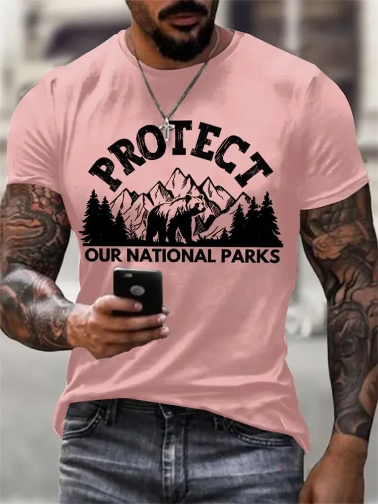 Man'S Protect Our National Parks Round-Nack Short Sleeve T-Shirt