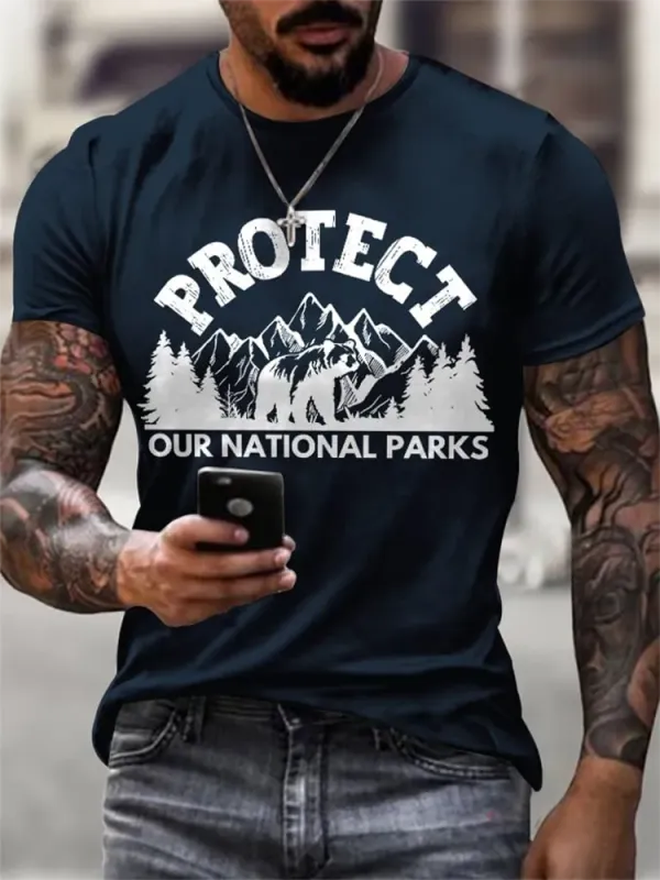 Man'S Protect Our National Parks Round-Nack Short Sleeve T-Shirt