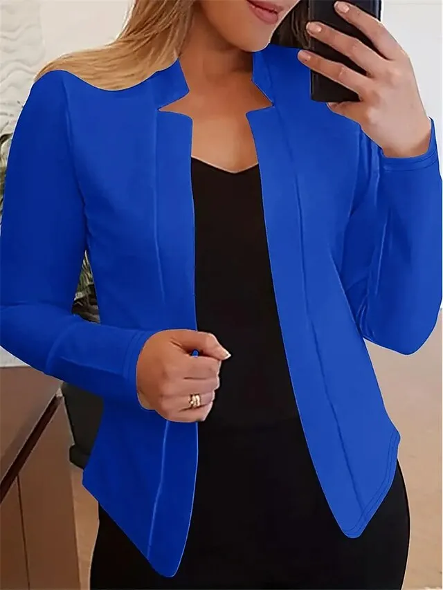 Women's Blazer Formal Slim Fit Plain Windproof Streetwear Regular Fit Outerwear Long Sleeve Fall Light Pink S