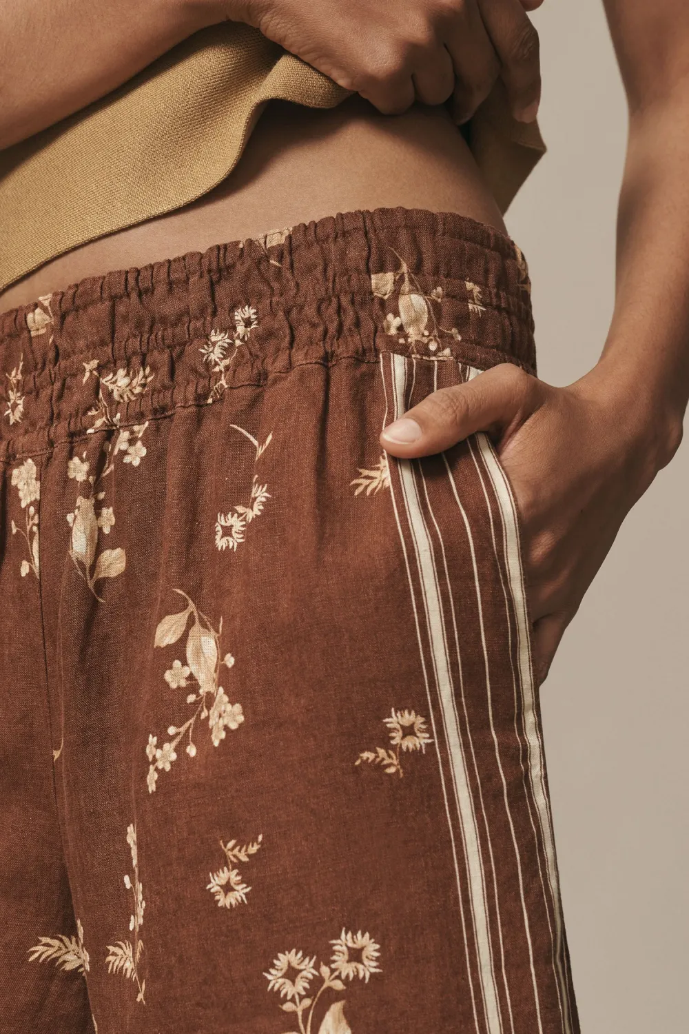 Printed Linen Edition Pull-on Pants