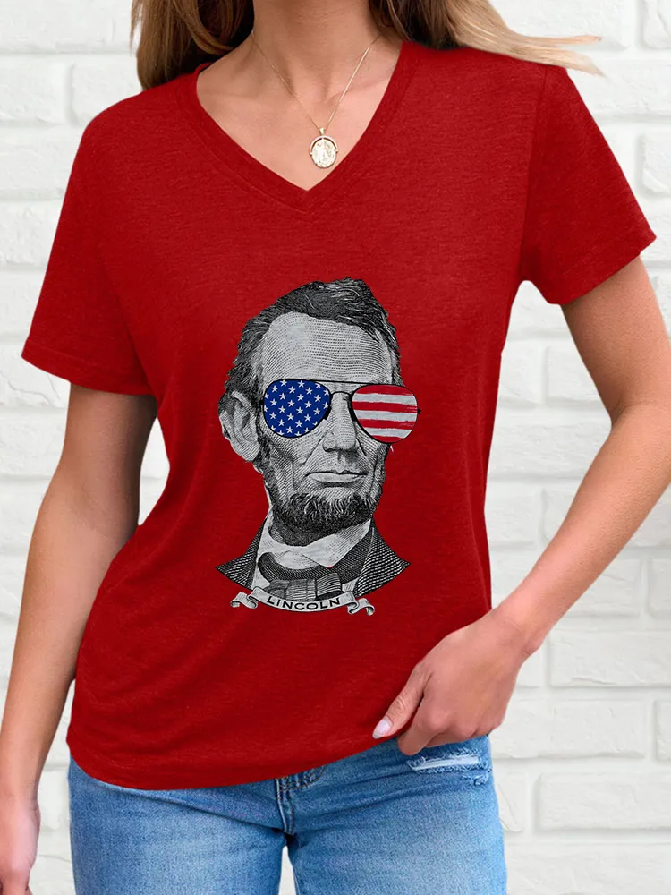Woman'S Lincoln V-Neck And Short Sleeves T-Shirt