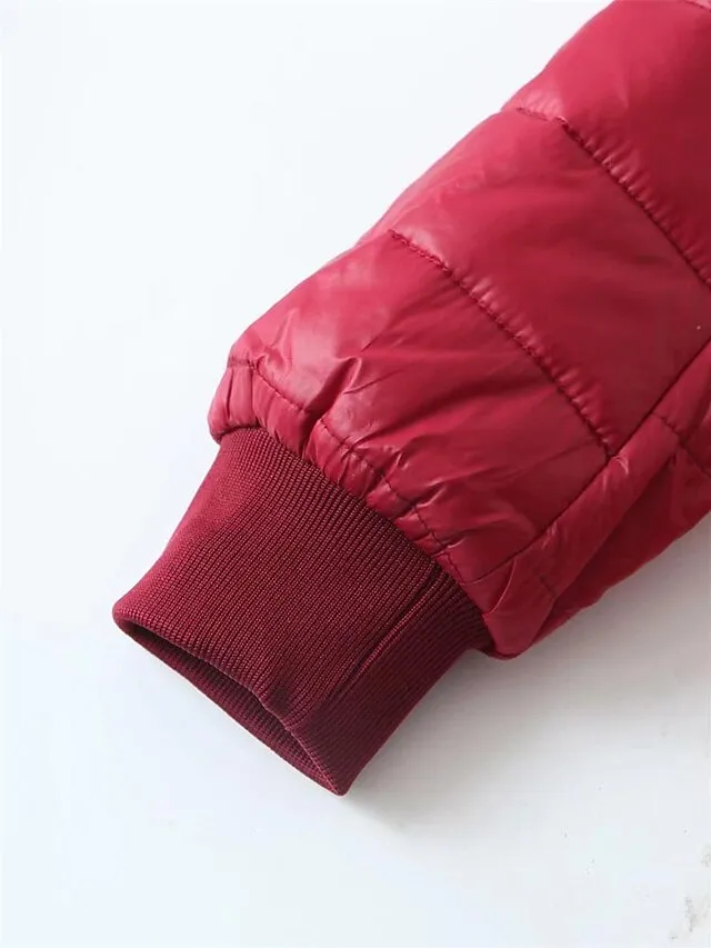 Women's Parka Quilted Coat Fleece Lined Sherpa Jacket Fall Long Coat Winter Puffer Jacket Windproof Warm Heated Coat Stylish Casual Jacket Long Sleeve Plain Full Zip Black