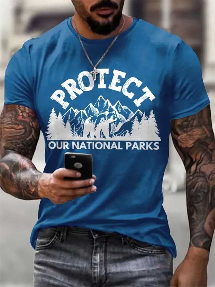 Man'S Protect Our National Parks Round-Nack Short Sleeve T-Shirt