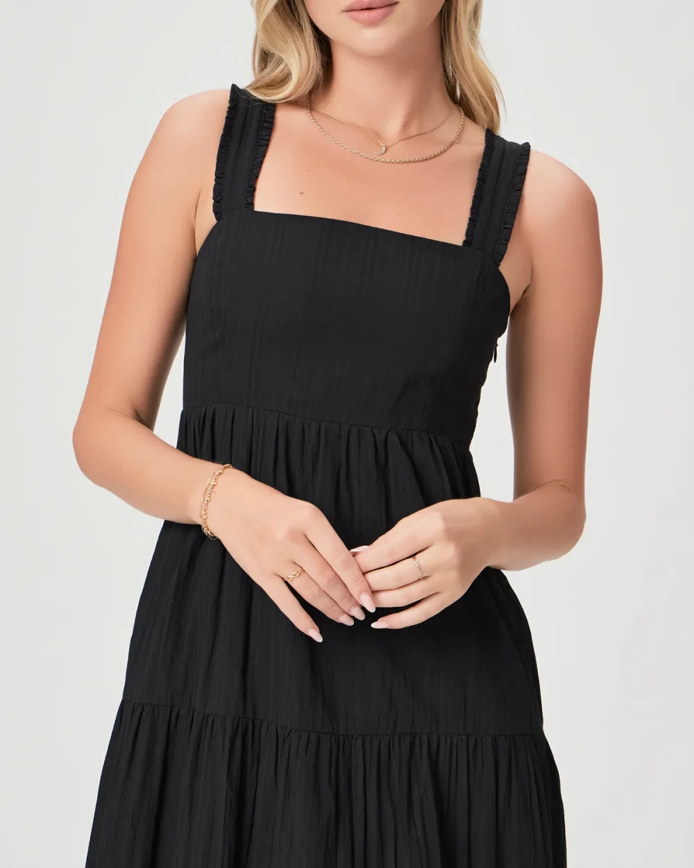 Black Tiered Skirt Maxi Dress