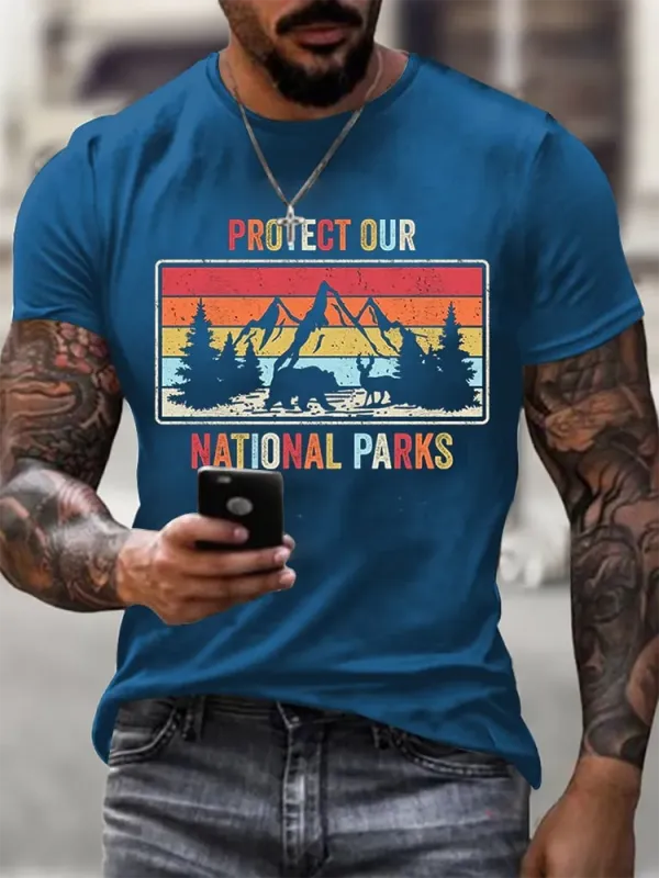 Man'S Protect Our National Parks Round-Nack Short Sleeve T-Shirt