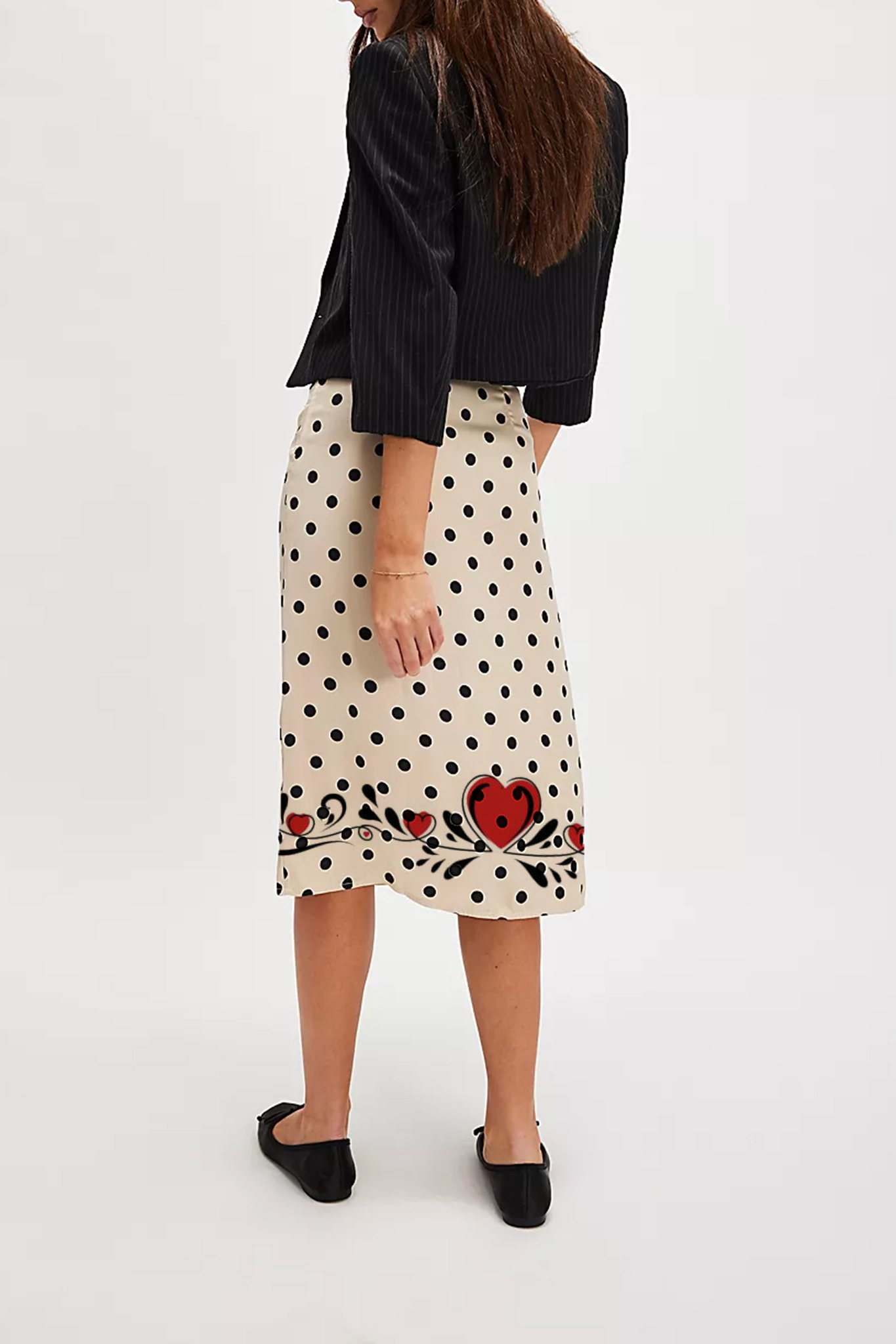 Polka Dot Print Midi Skirt