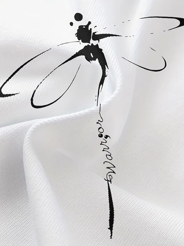 Women's T shirt Tee 100% Cotton Black White Blue Graphic Print Short Sleeve Daily Weekend Basic Round Neck Regular Fit Painting