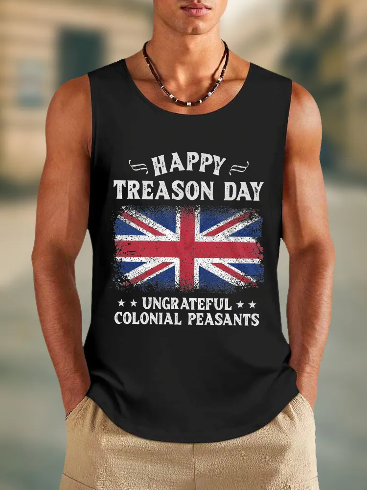 Men'S Happy Treason Day Ungrateful Colonial Peasants Round-Necked Sleeveless Vest