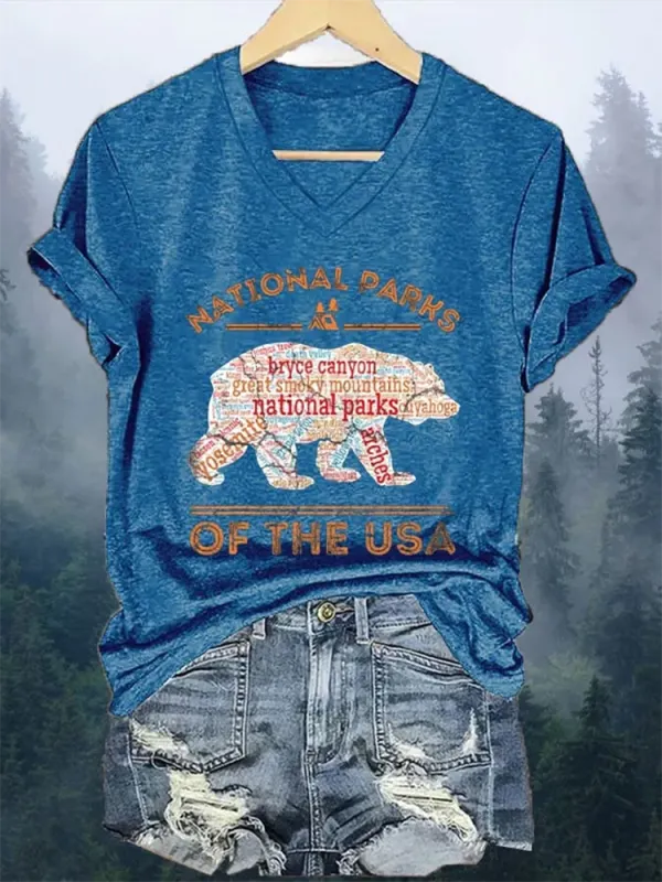 Women'S National Parks Print V-Neck T-Shirt