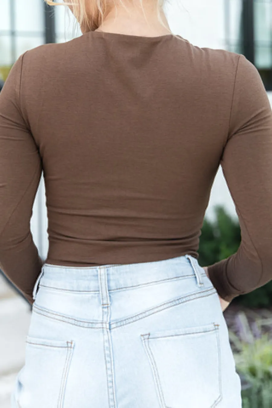 Brown Crew Neck Bodysuit