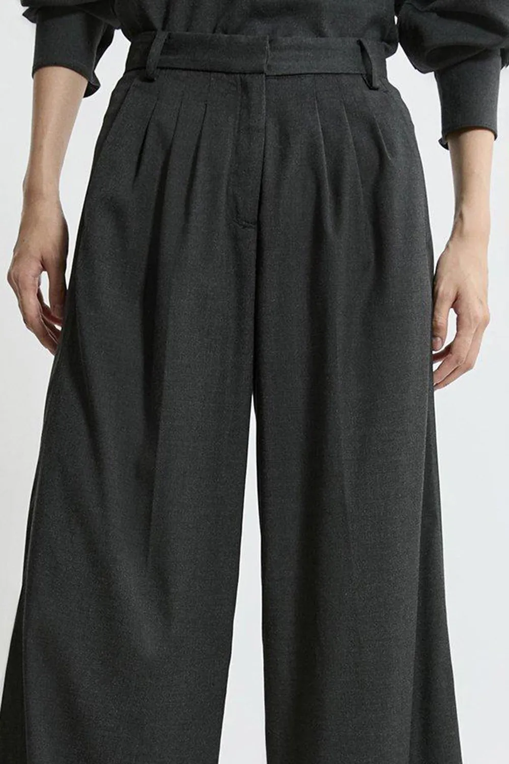 Tailored Wide Leg Darted Trousers