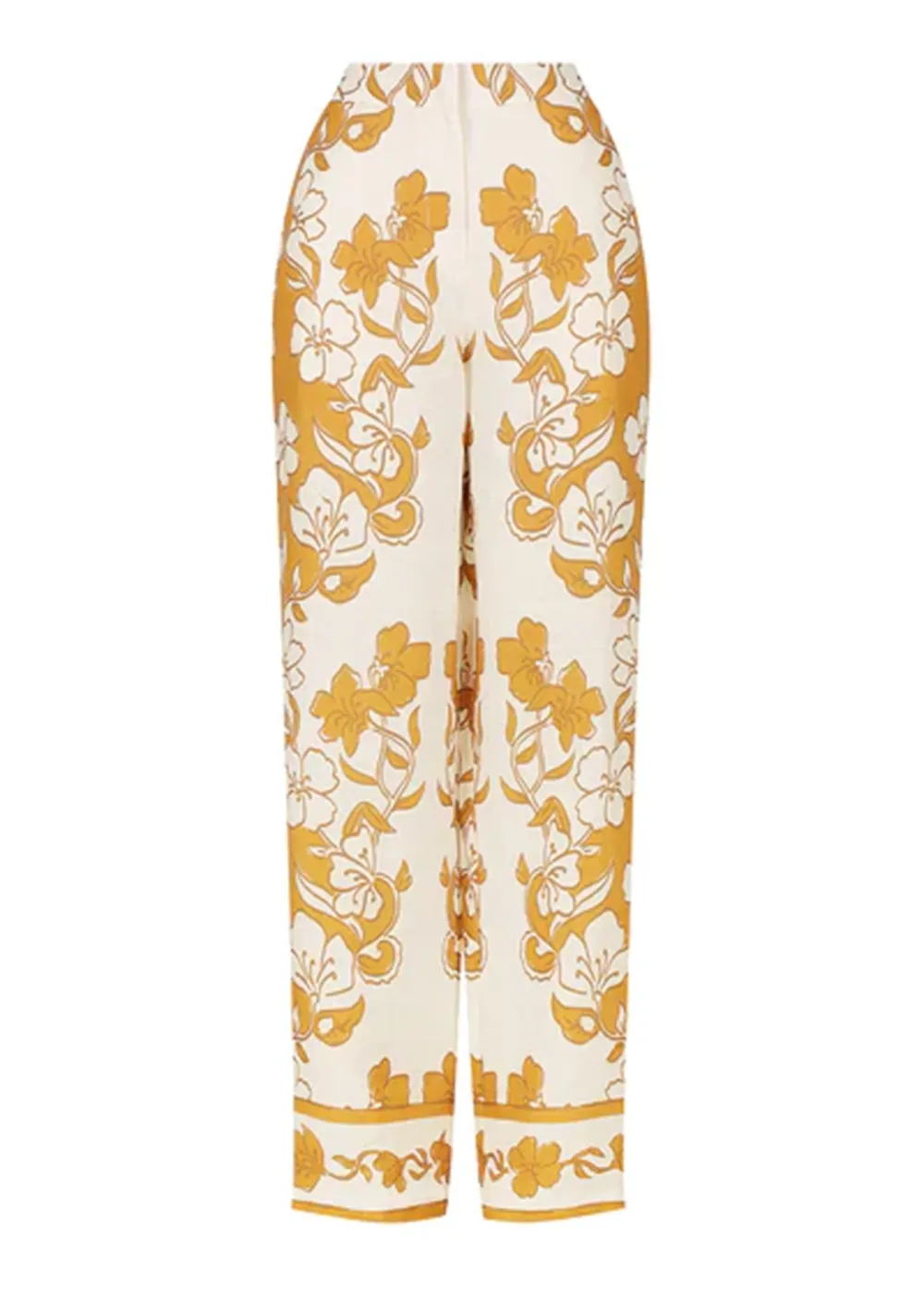 Gold Pattern Straight Leg Pajama Pants