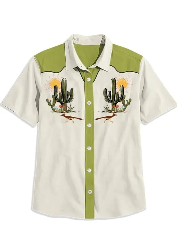 Western Vintage Cactus Short Sleeve Shirt