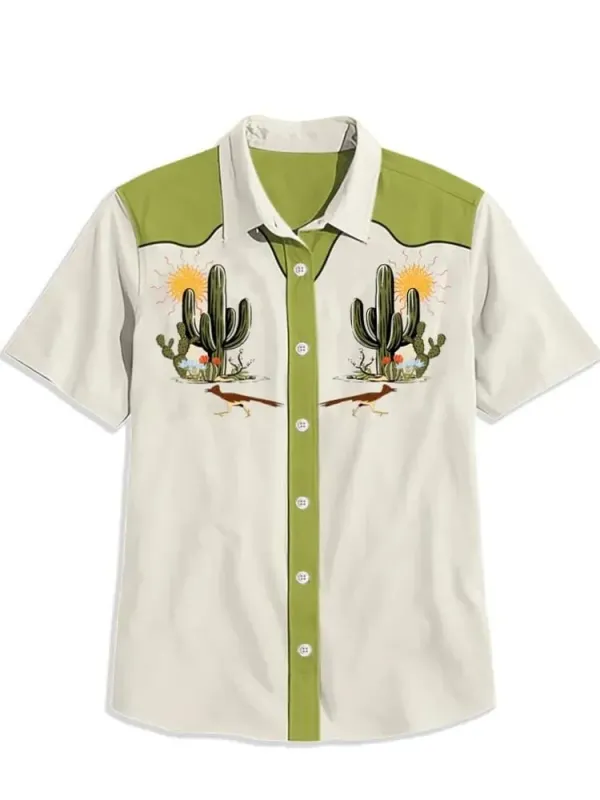 Western Vintage Cactus Short Sleeve Shirt