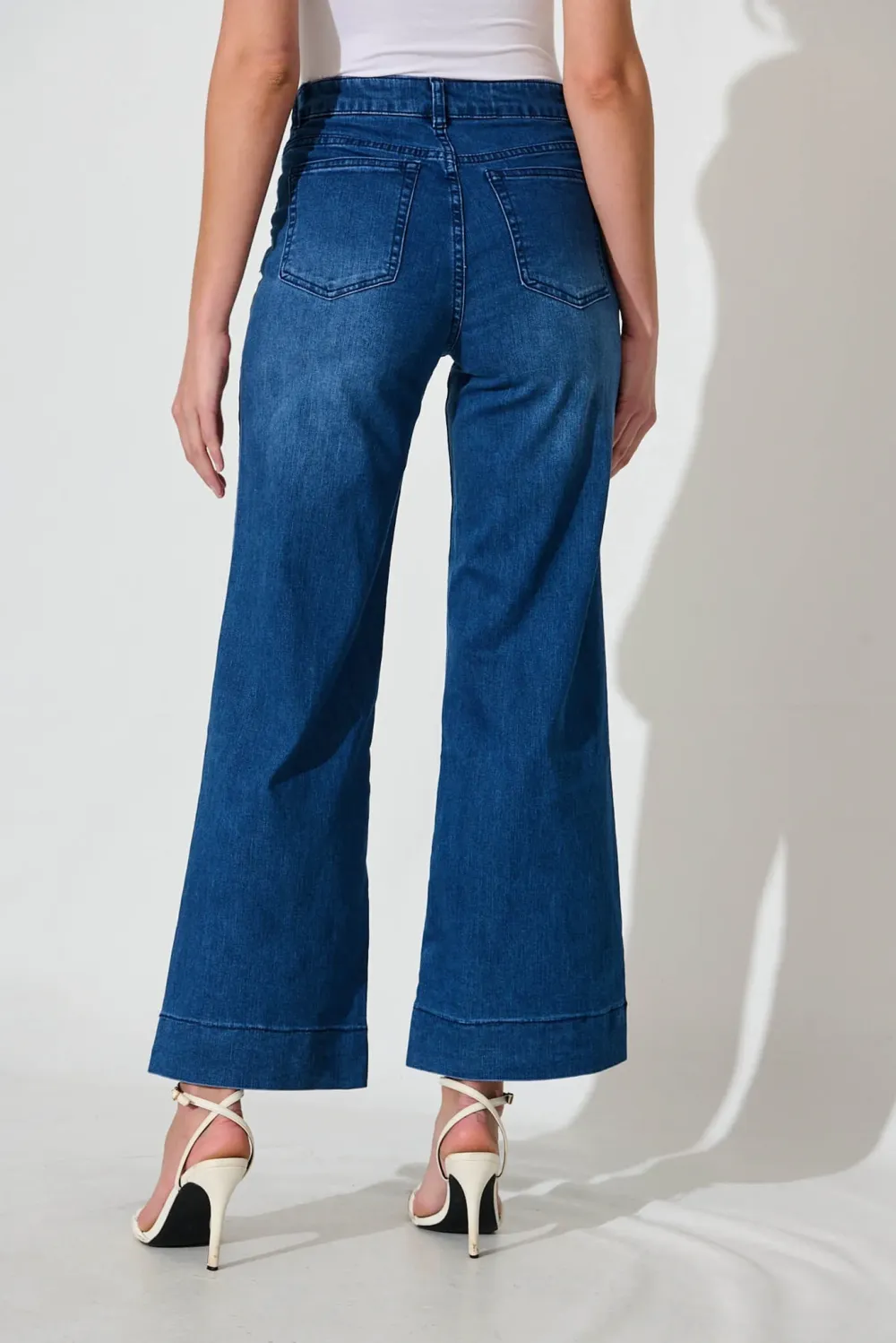 Blue High  Waisted Wide Leg Jeans