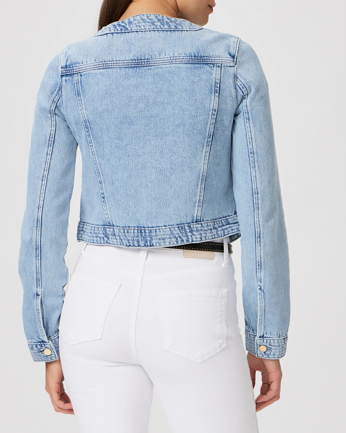 Light Blue Collarless Denim Jacket