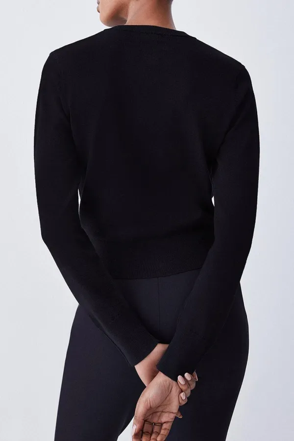 Viscose Blend Knitted Crew Neck Cardigan