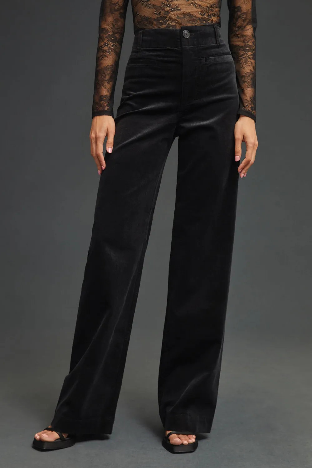 Black Stretch Wide-Leg Pants