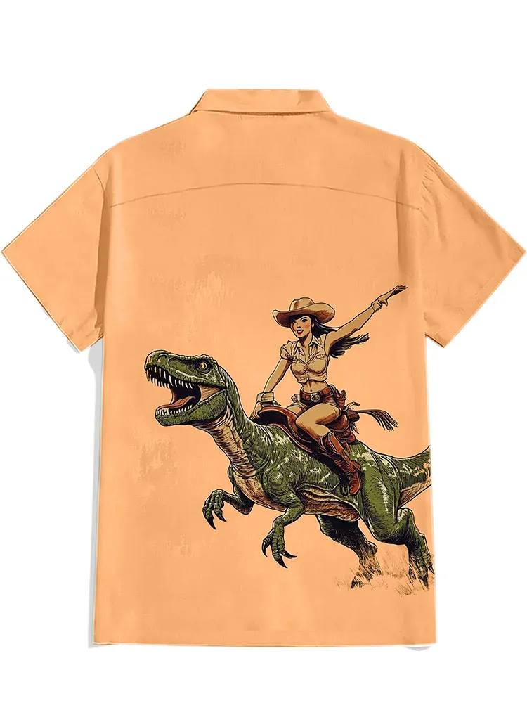 A Cowgirl Riding A Dinosaur Shirt