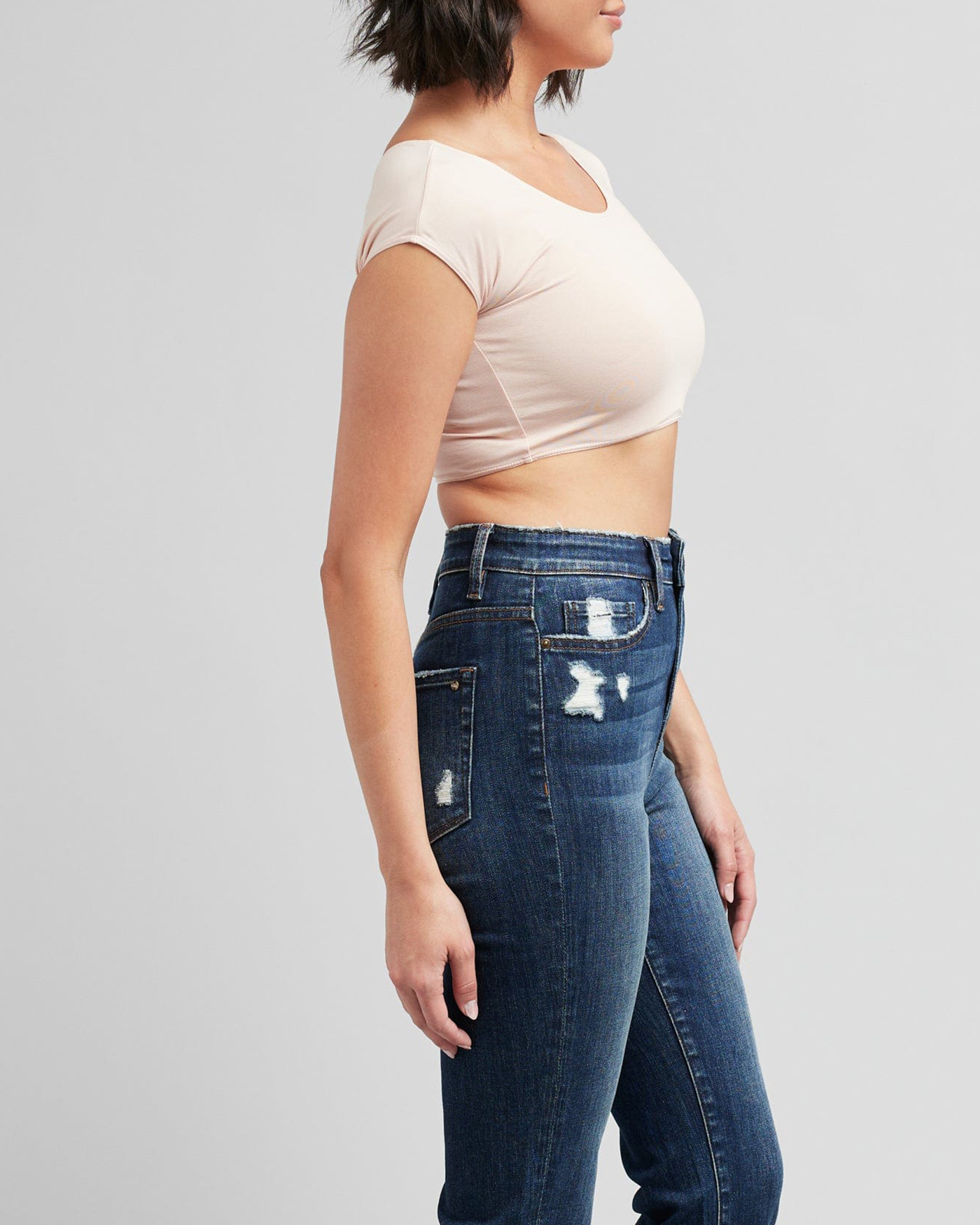 Trendy Cropped Crew Neck Tee