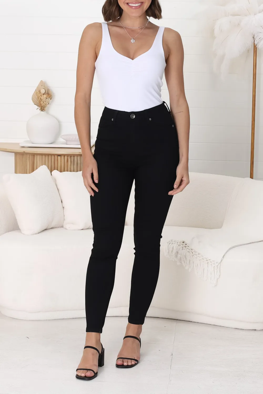 High Waist Stretch Skinny Leg Jeans