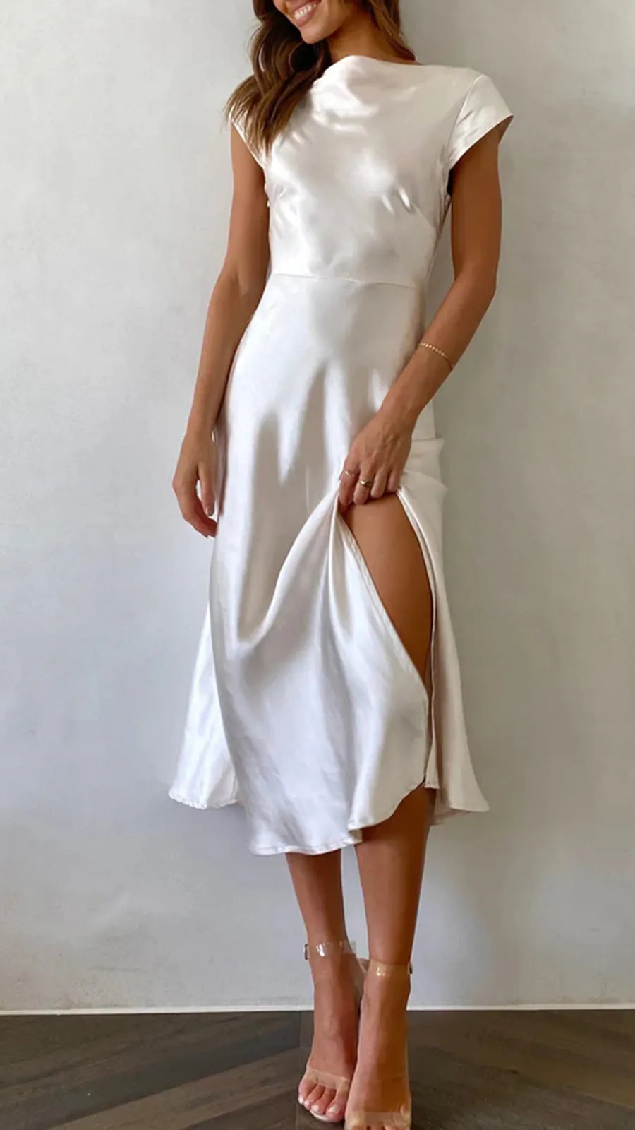 Silky Fabric Midi Dress