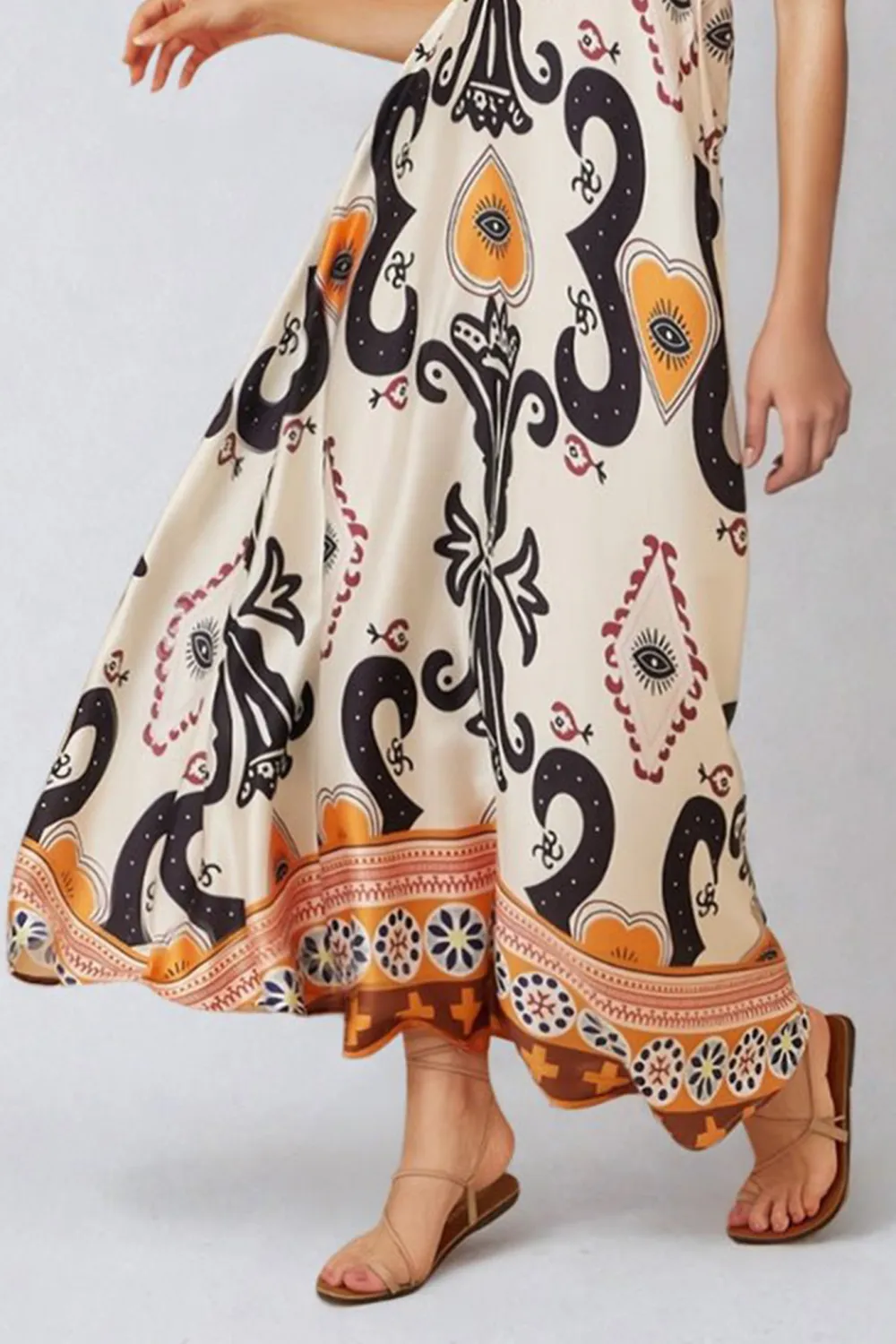 Multicolor Patterned Strapless Maxi Dress