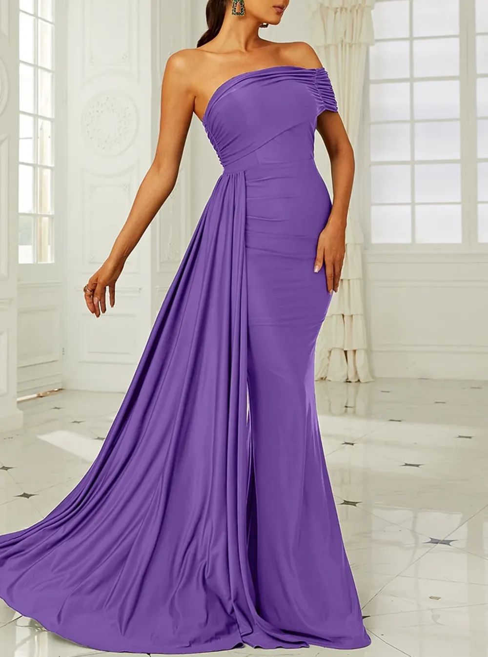 Draping Emerald Green Dress
