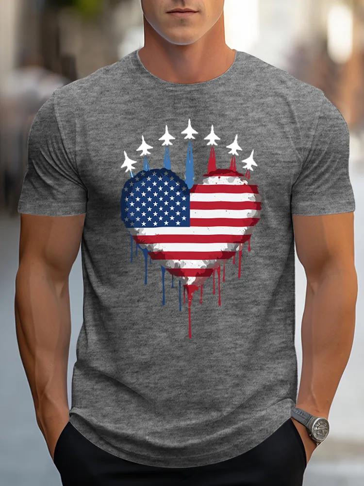 Man'S Independence Day Round-Neck Short-Sleeved T-Shirt