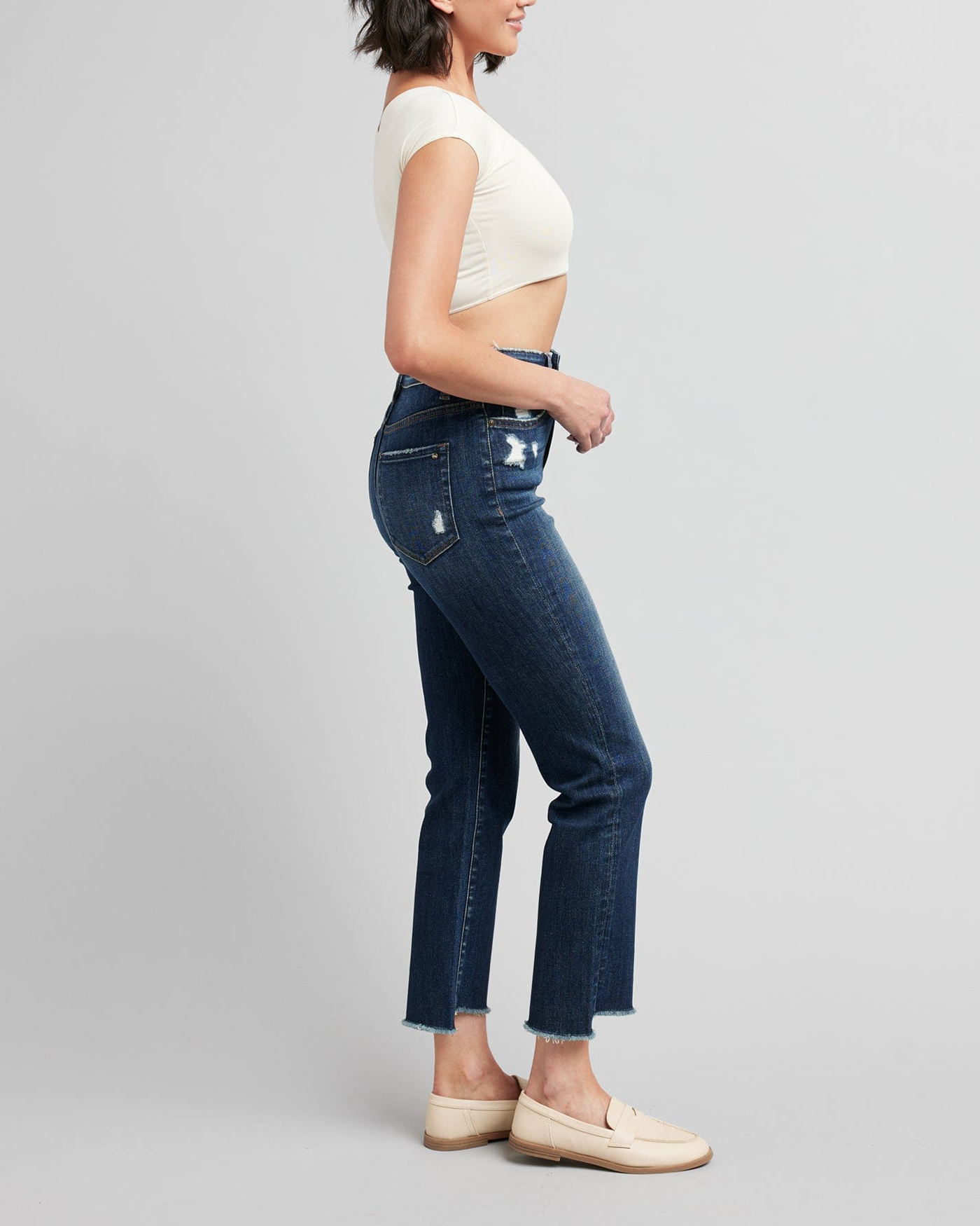 Trendy Cropped Crew Neck Tee