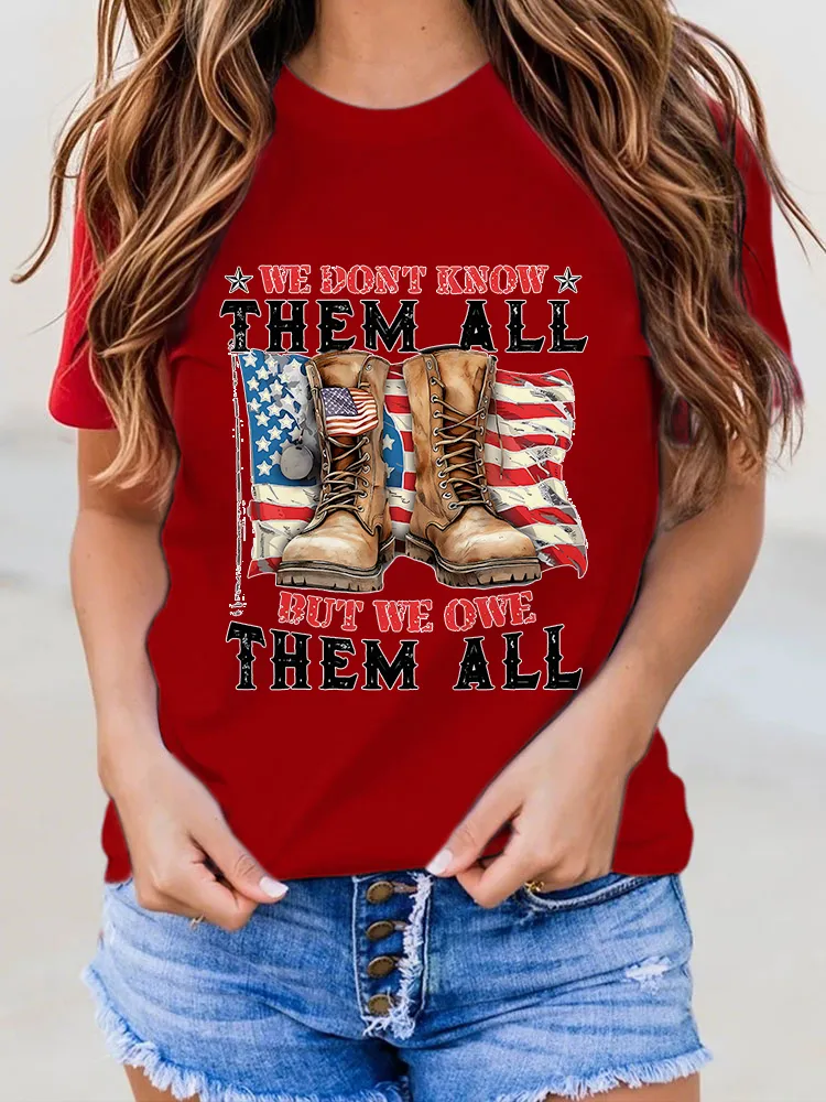 Woman'S we dont know them all but we owe them all Round-Neck Short-Sleeved T-Shirt