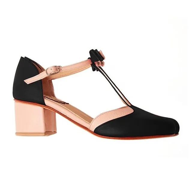 Women's Sandals Plus Size Party Daily Block Heel Round Toe Elegant Sweet PU Leather Buckle Black Red