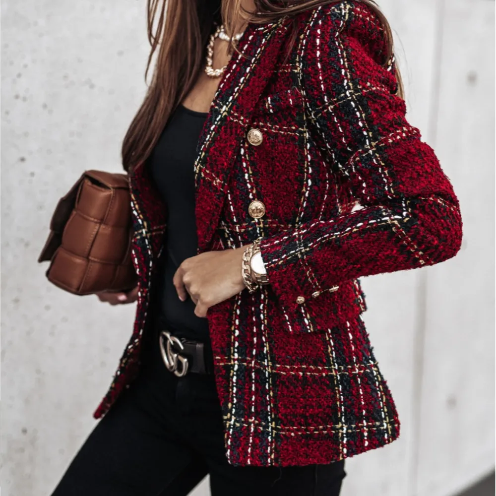 Women'S Set Long Sleeve Double Breasted Printed Set Small Jacket