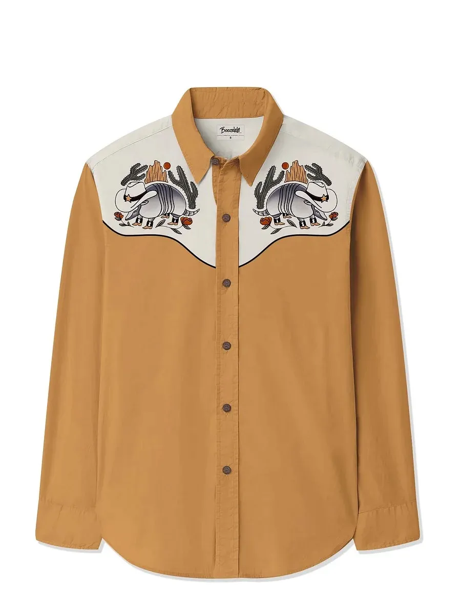 Men's Armadillo Under A Western Cactus Long Sleeves Shirt