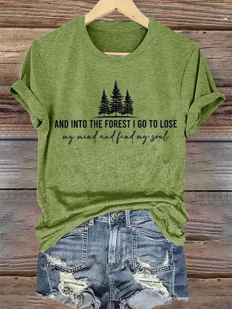 Retro Hiking Outdoors Camping And Into The Forest I Go To Lose My Mind And Find My Soul Print T-Shirt