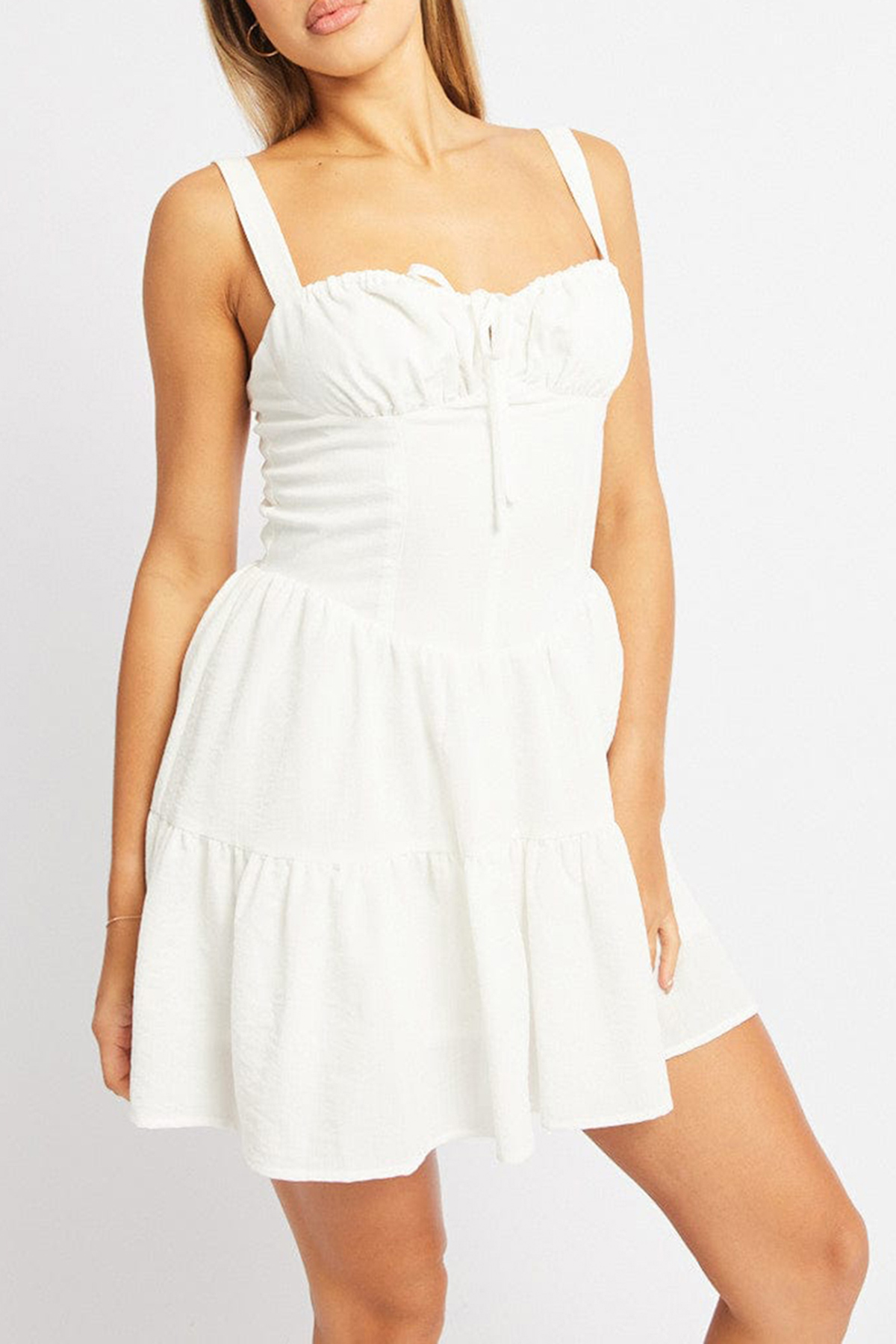 White Fit And Flare Dress Mini