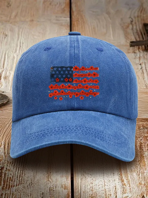Independence Day Print Washed Baseball Cap