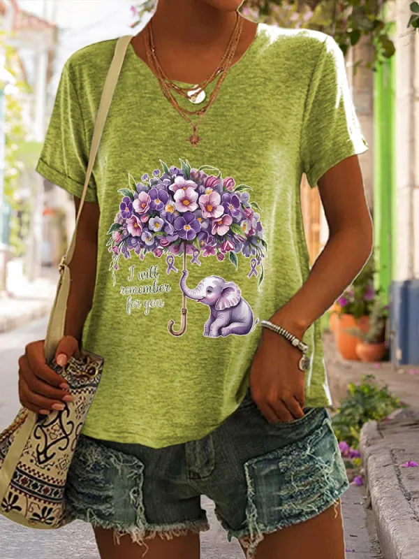 Women'S I Will Remember For You Alzheimer'S Awareness Short-Sleeved T-Shirt
